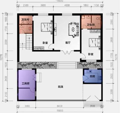 农村两房一厅设计图