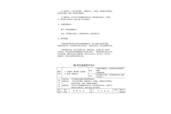 50米快速跑教学设计