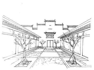 建筑设计景观怎么画简单