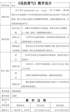 花的勇气教学设计