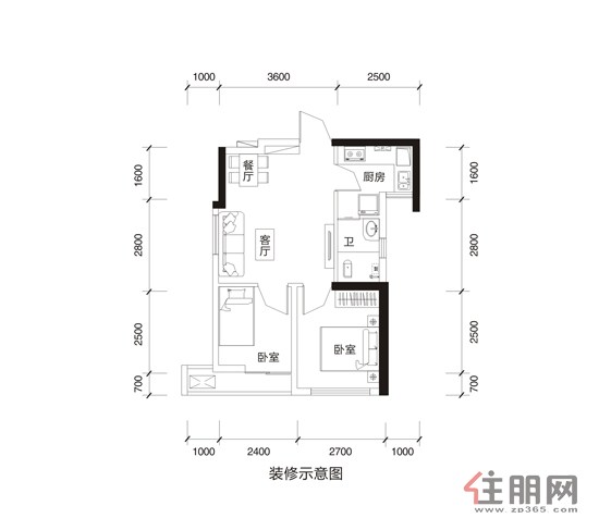 70平方三房装修设计图