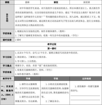 蜜蜂教学设计一等奖