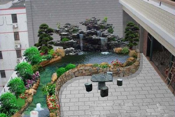 庭院鱼池假山设计图